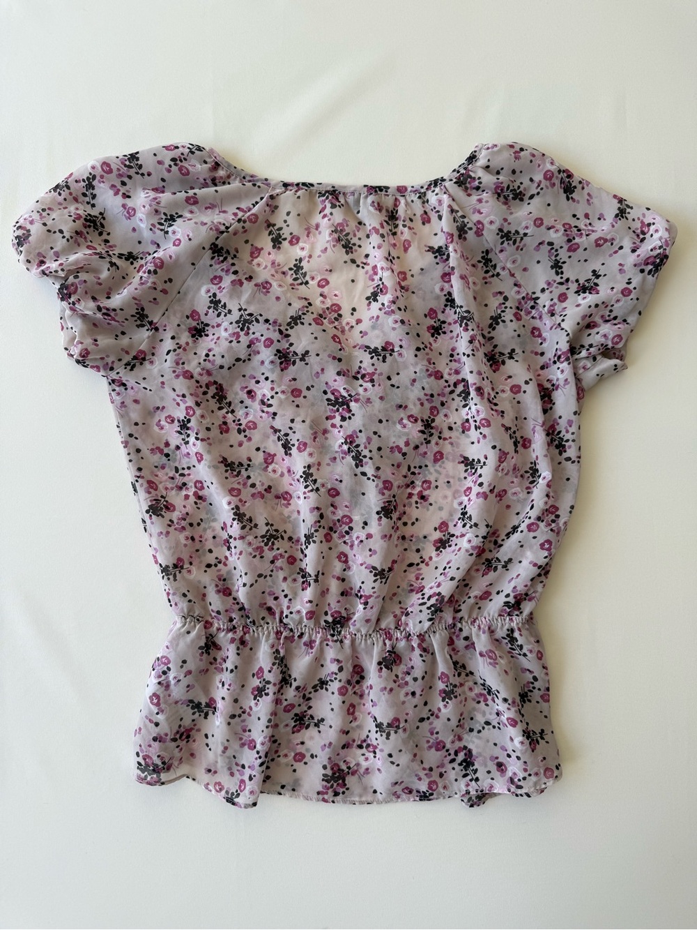 Guess Pink Floral Ruffle Peplum Blouse - Picture 3 of 9